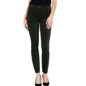 Kut From The Kloth Diana Skinny Dark Green Stretch Corduroy Pants - Size 10